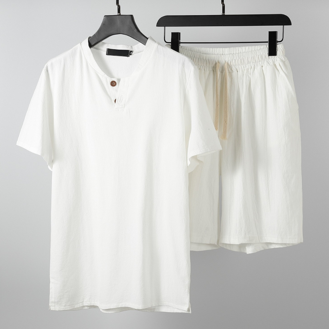 Men's Linen Shirt and Shorts Set in Ultra-Light Fabric