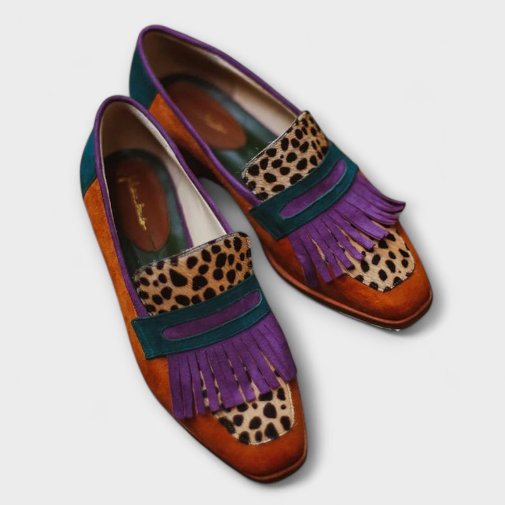 Elegant Fallon Brown Loafer with Trendy Leopard Print for a Stylish Appearance
