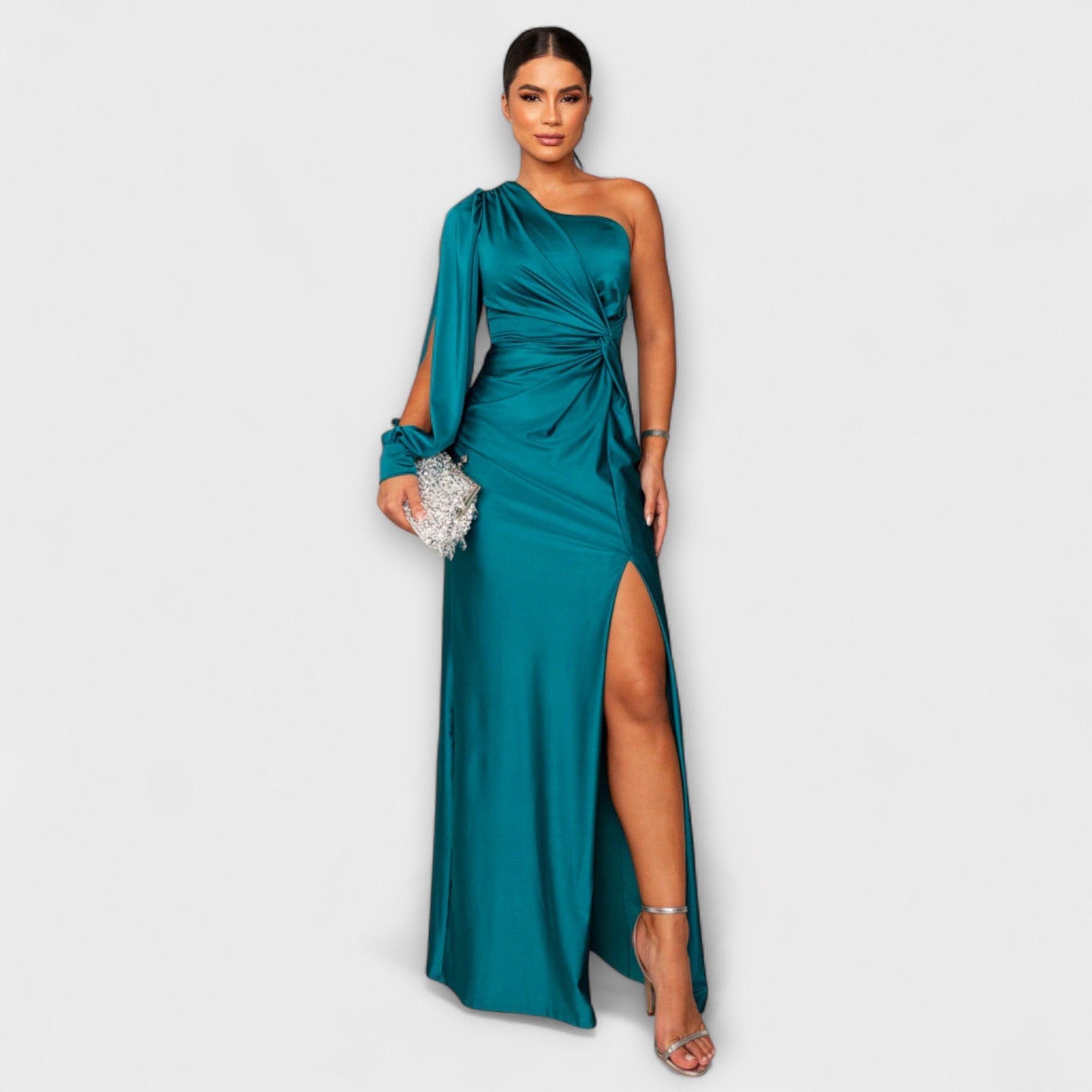 Women's Round Neck Flowing Midi Dress for Special Occasions