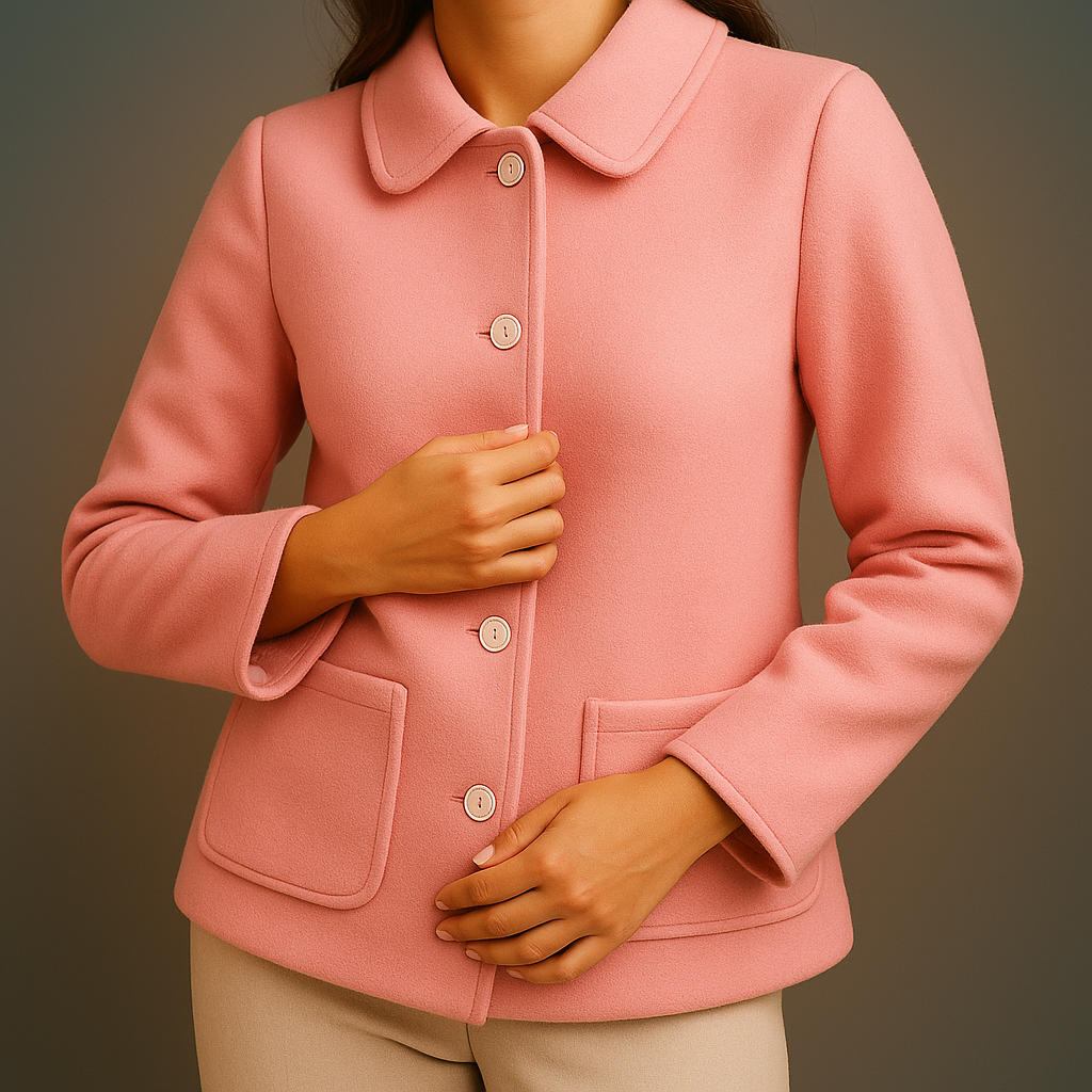 Women's Winter Wool Coat with Hip Pockets and Velvety Texture