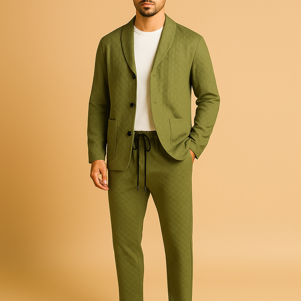 Men's Summer Linen Suit Set with Button-Up Shirt and Trousers