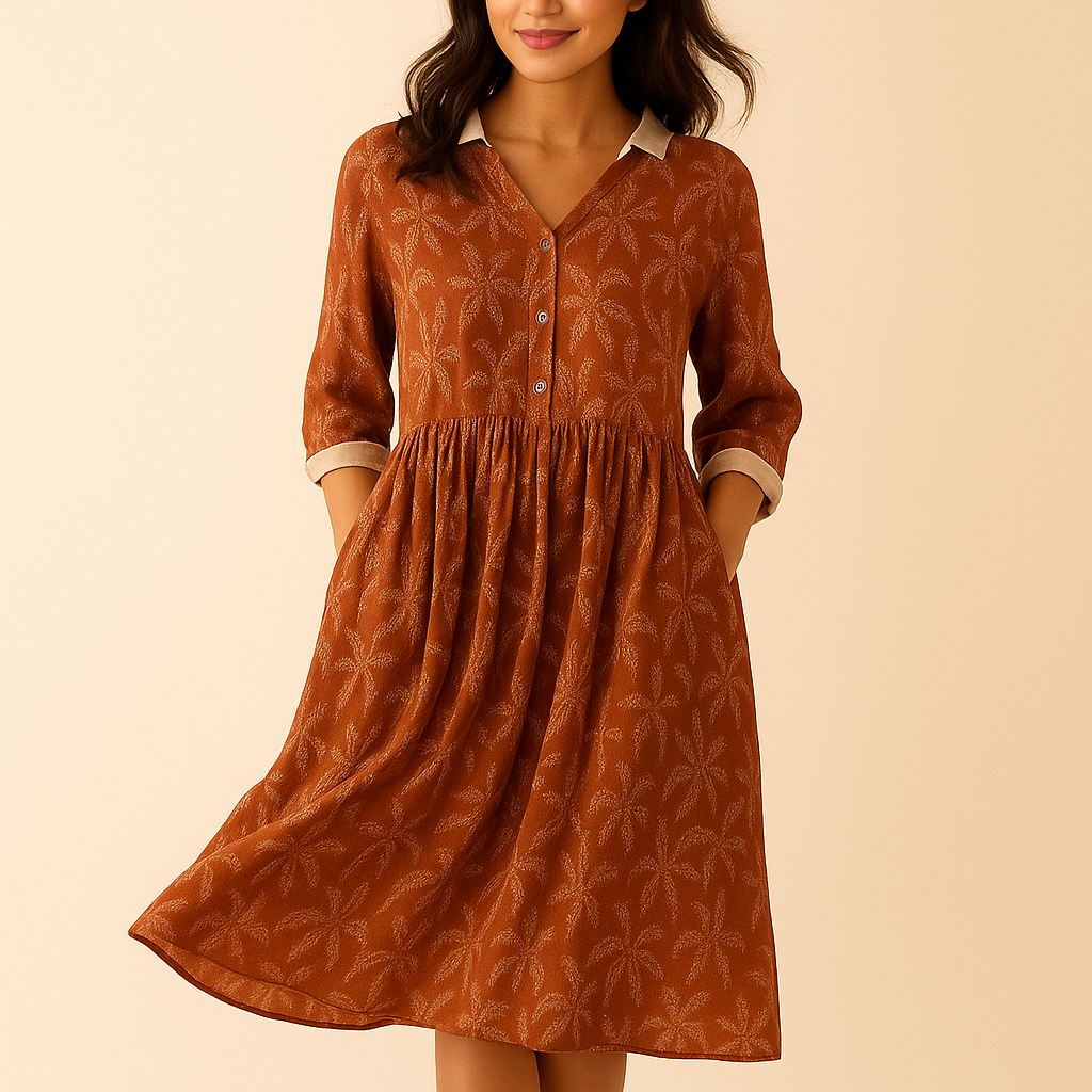 Women's Linen Button-Front Midi Dress
