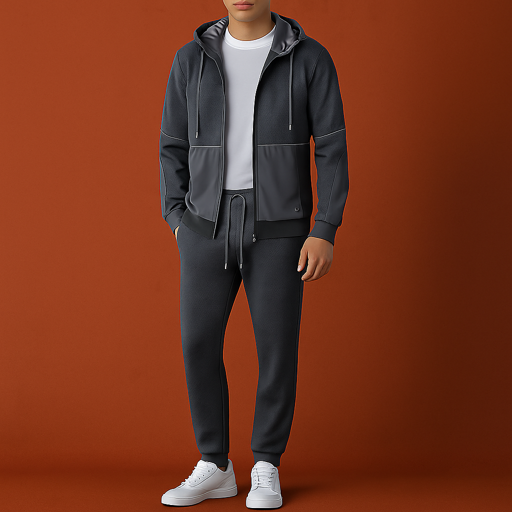 Men's Performance Tracksuit with Moisture-Wicking Mesh and Full-Zip Jacket