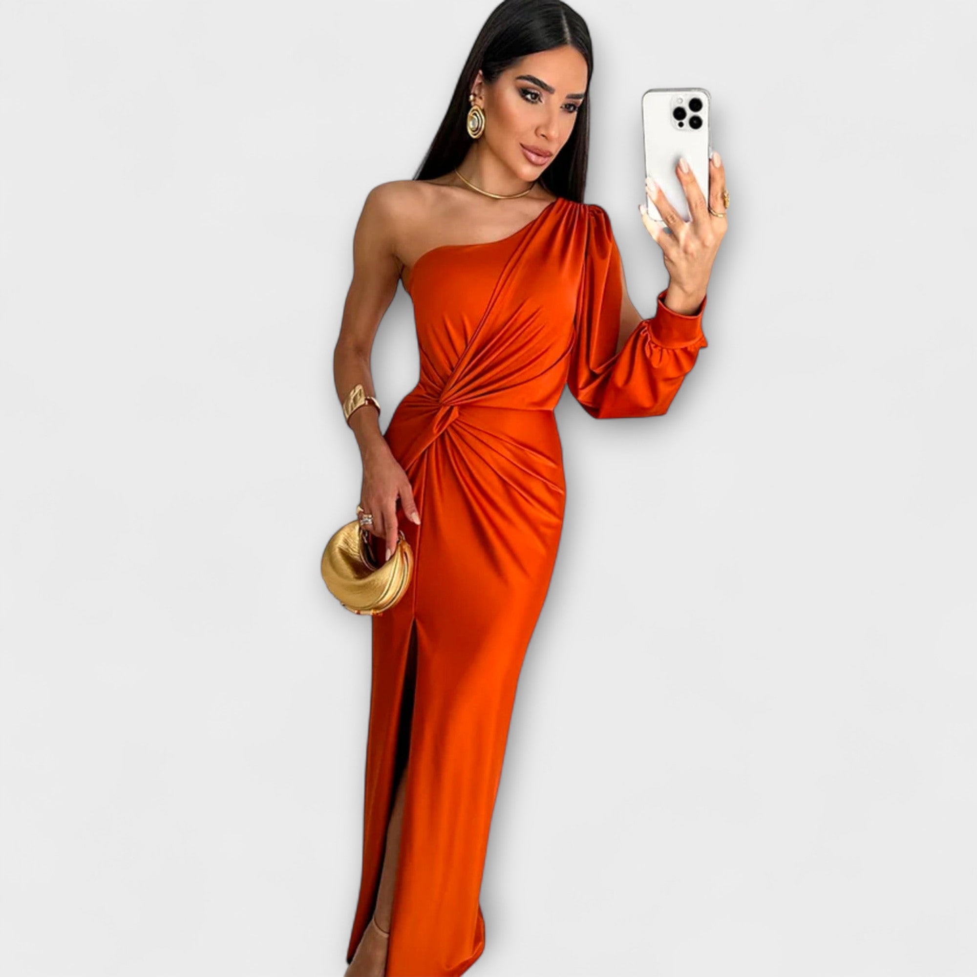 Women's Round Neck Flowing Midi Dress for Special Occasions