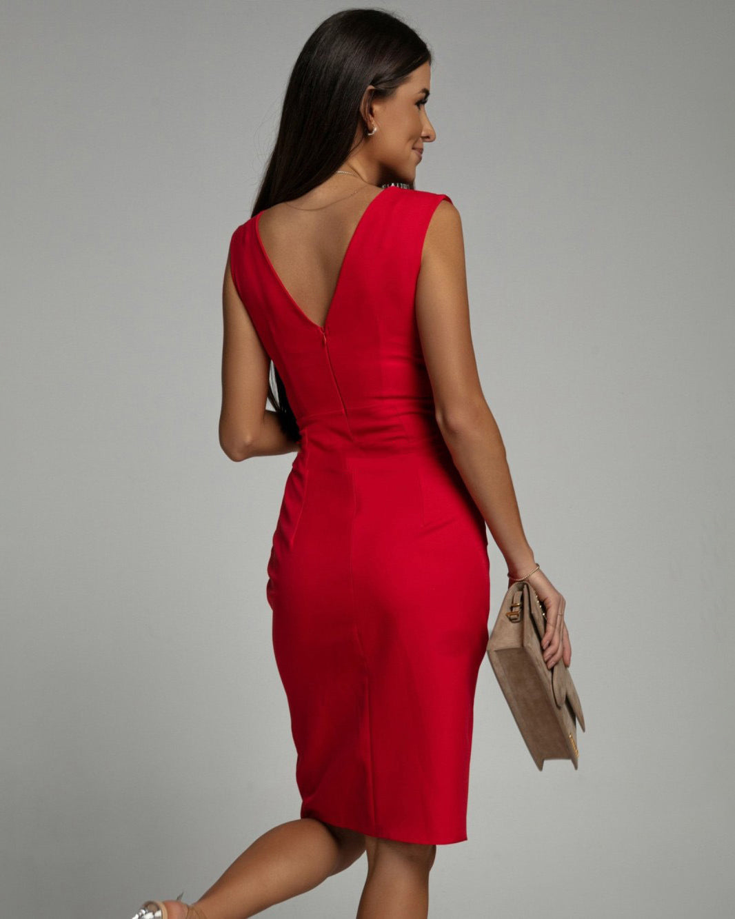 Serena™ | Chic V-Neck Dress with Slit