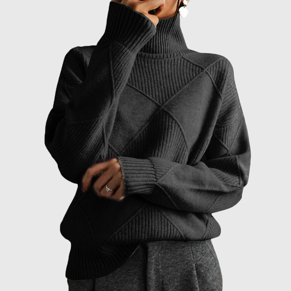 Angela™ - Stylish Scarf and Cozy Turtleneck Sweater for Elegant Appearances