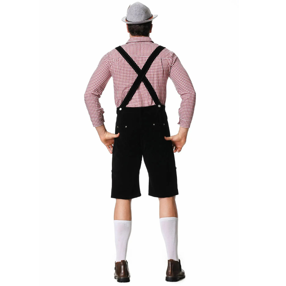 Authentic Men's Oktoberfest Leather Lederhosen Set with Shirt and Tie for the Perfect Beer Festival Look