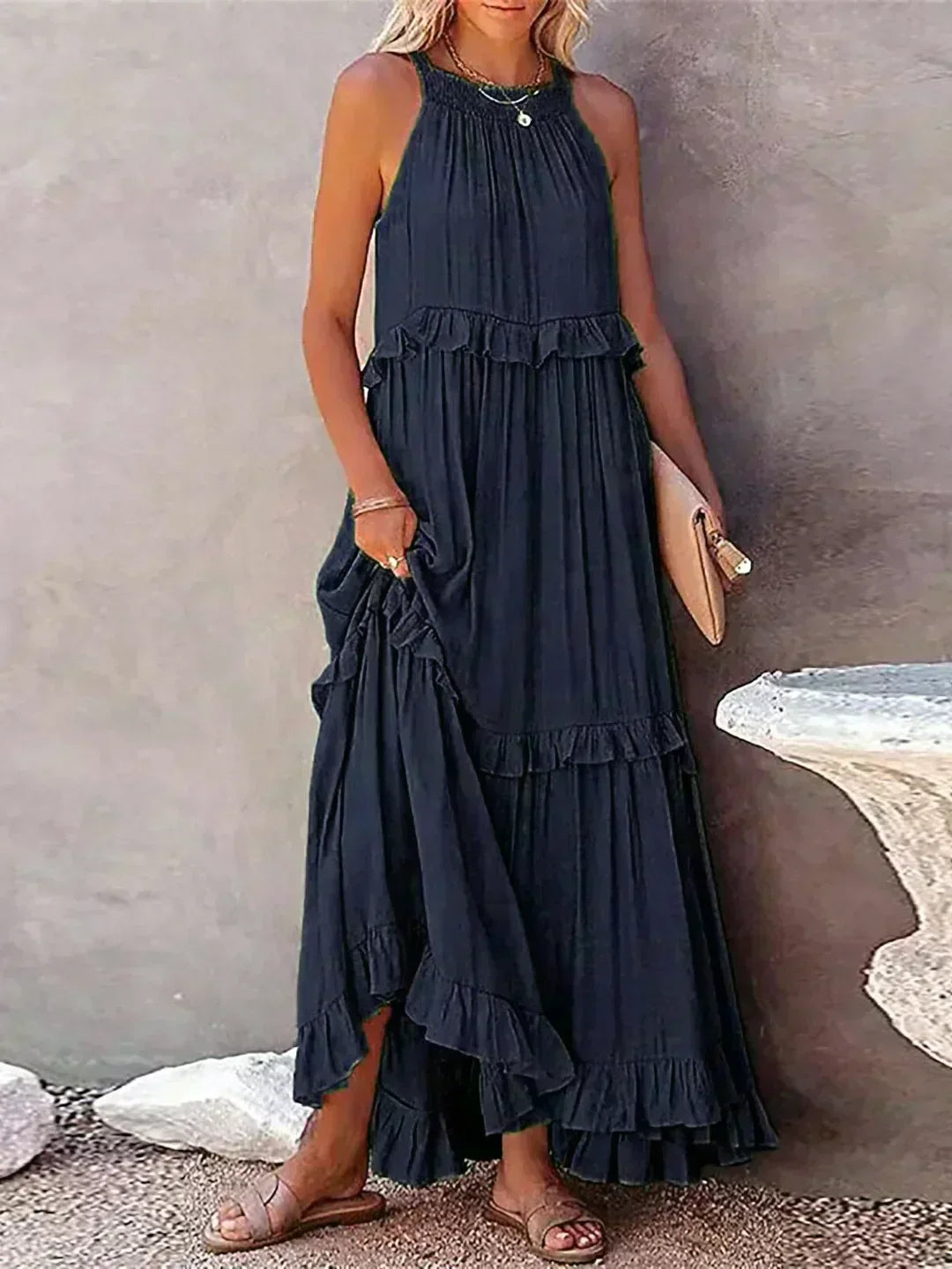 ANETA | Stylish and elegant sleeveless dress with beautiful ruffles