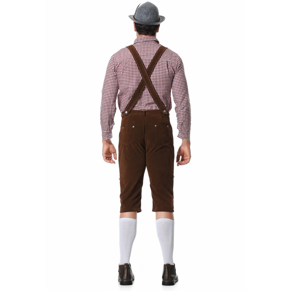 Authentic Men's Oktoberfest Leather Lederhosen Set with Shirt and Tie for the Perfect Beer Festival Look