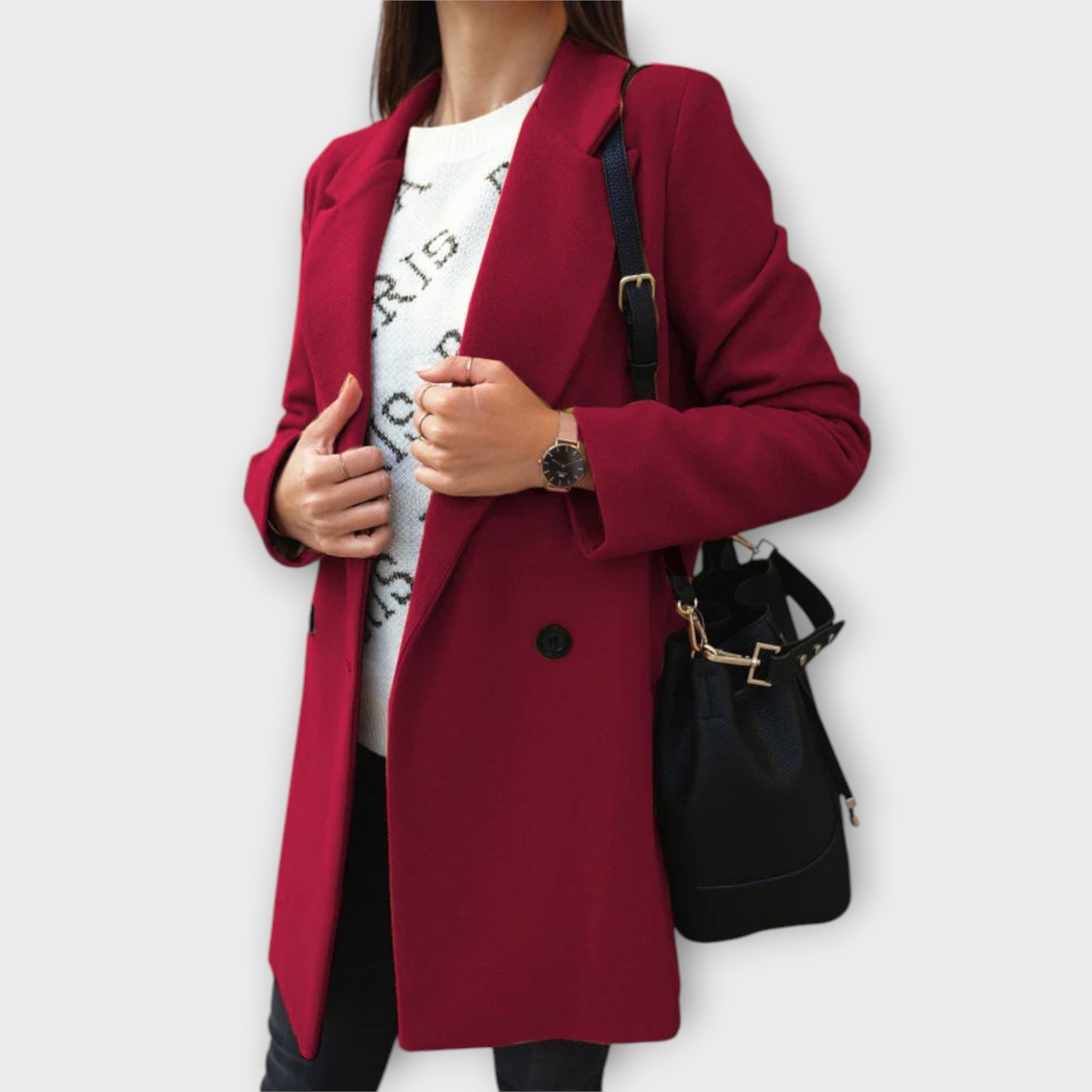 Elegant Women's Coat Teresa™ with Fashionable Notch Collar for Timeless Style
