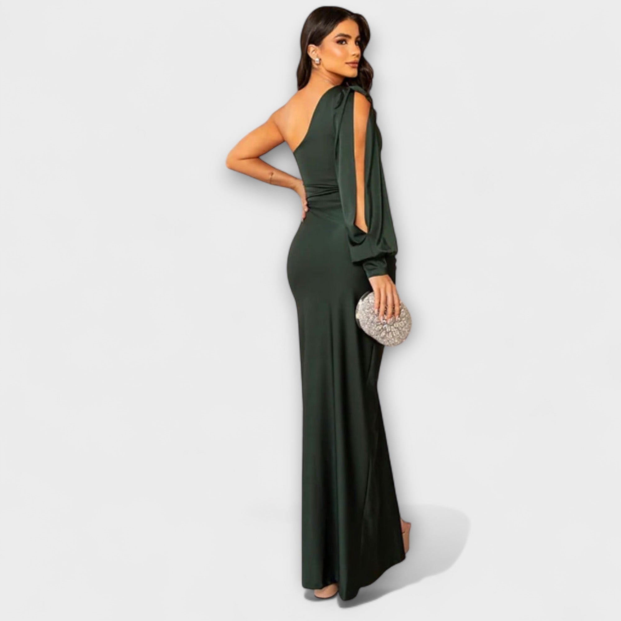 Women's Round Neck Flowing Midi Dress for Special Occasions
