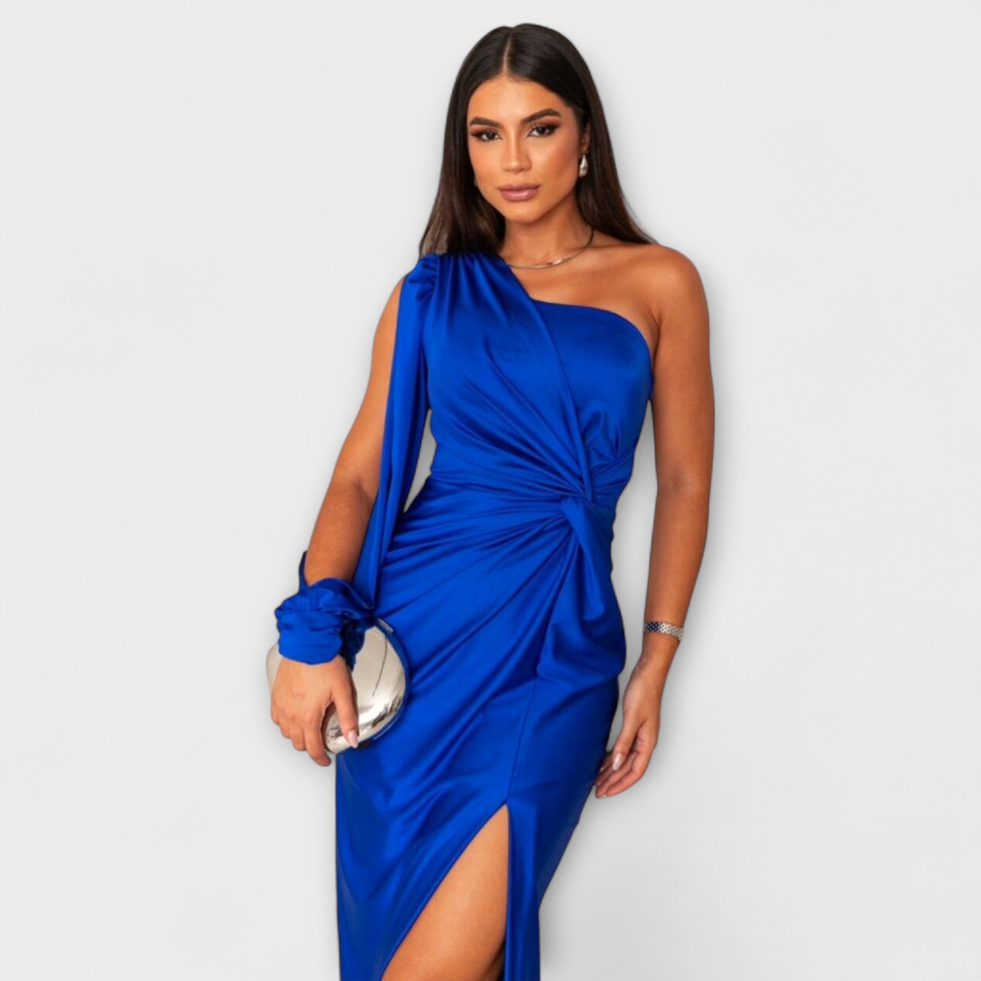 Women's Round Neck Flowing Midi Dress for Special Occasions