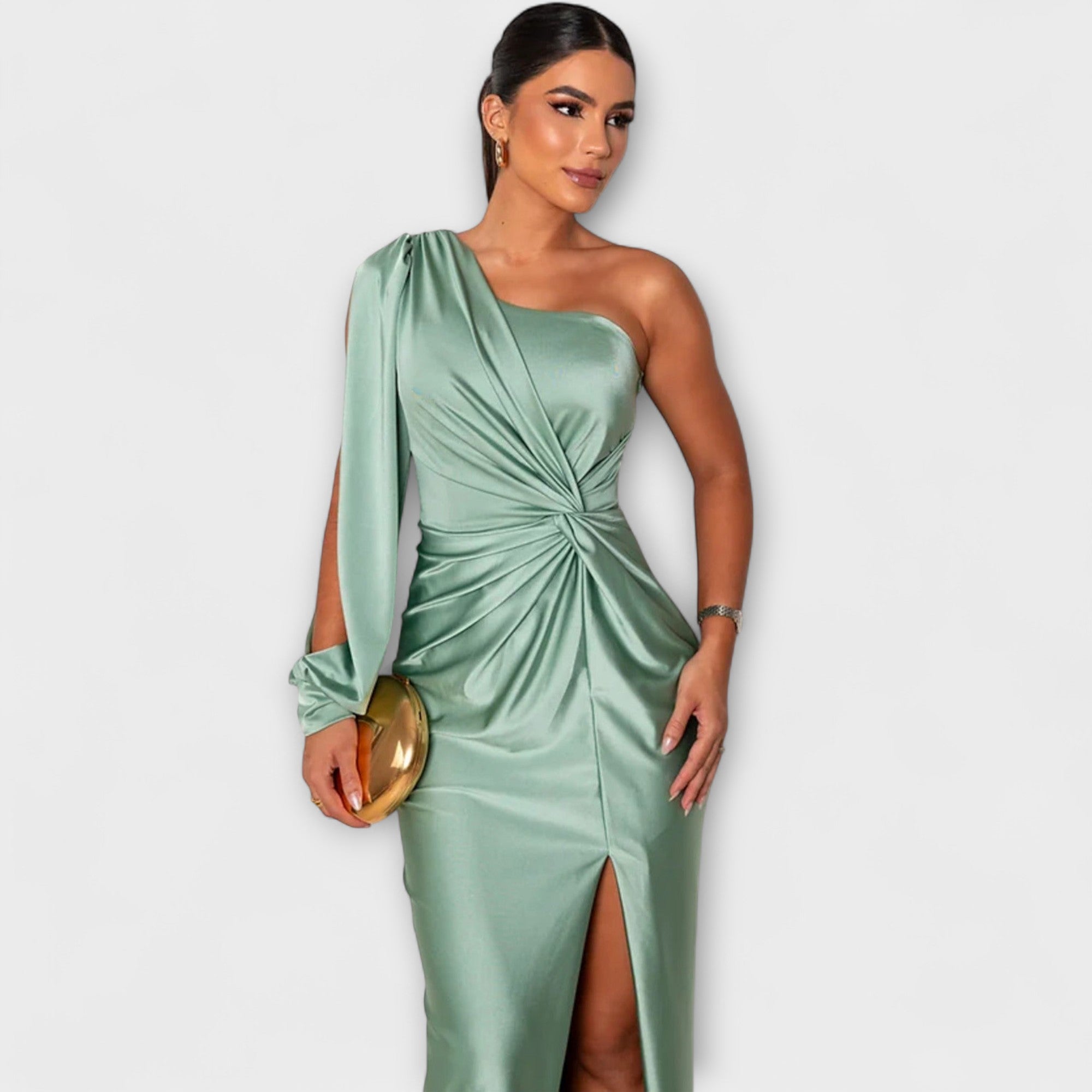 Women's Round Neck Flowing Midi Dress for Special Occasions