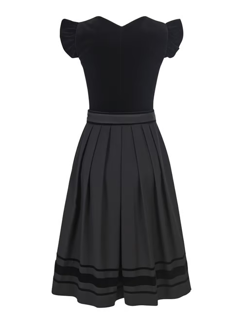 Elegant Women's Knee-Length Dress with Stylish Bow and Lace Details