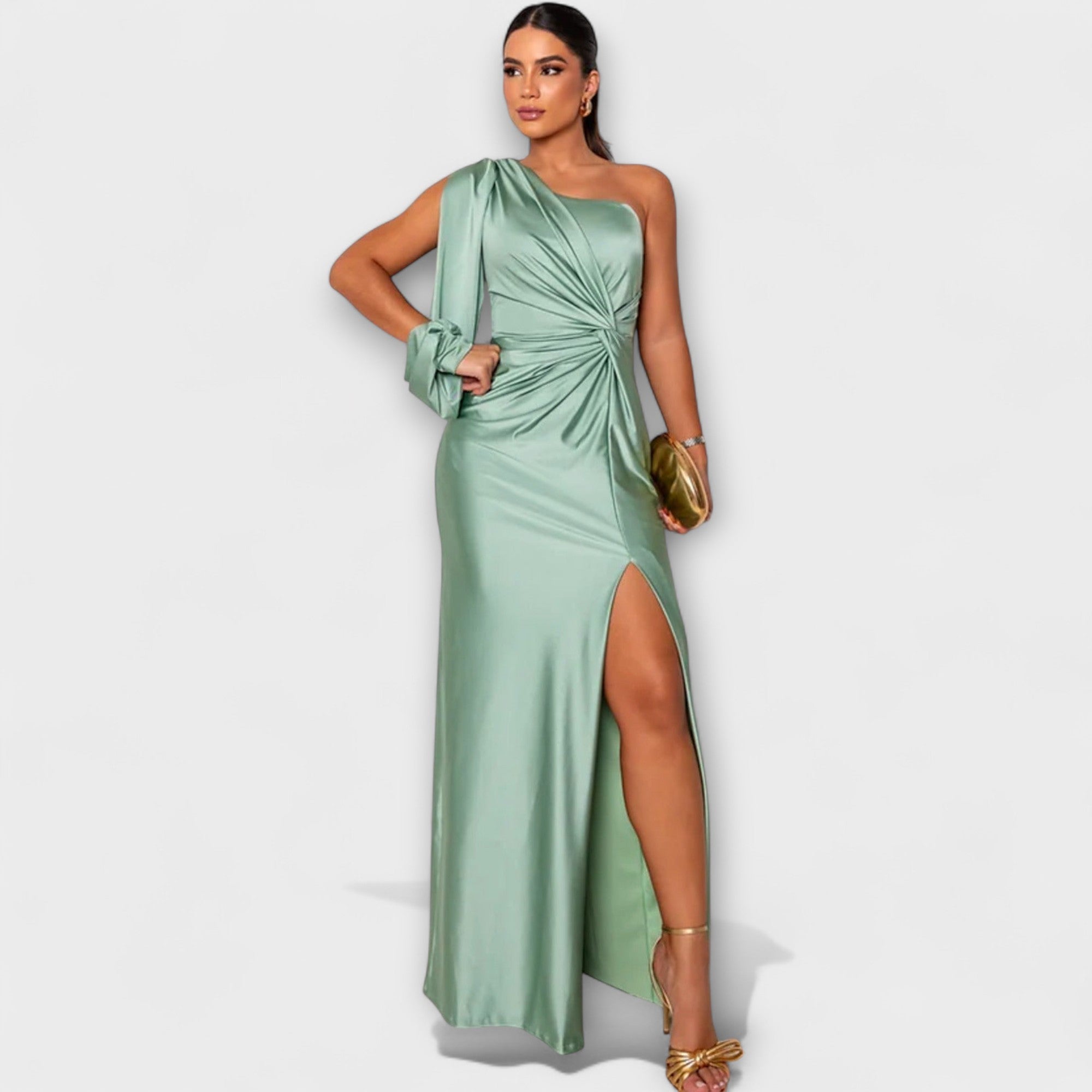 Women's Round Neck Flowing Midi Dress for Special Occasions