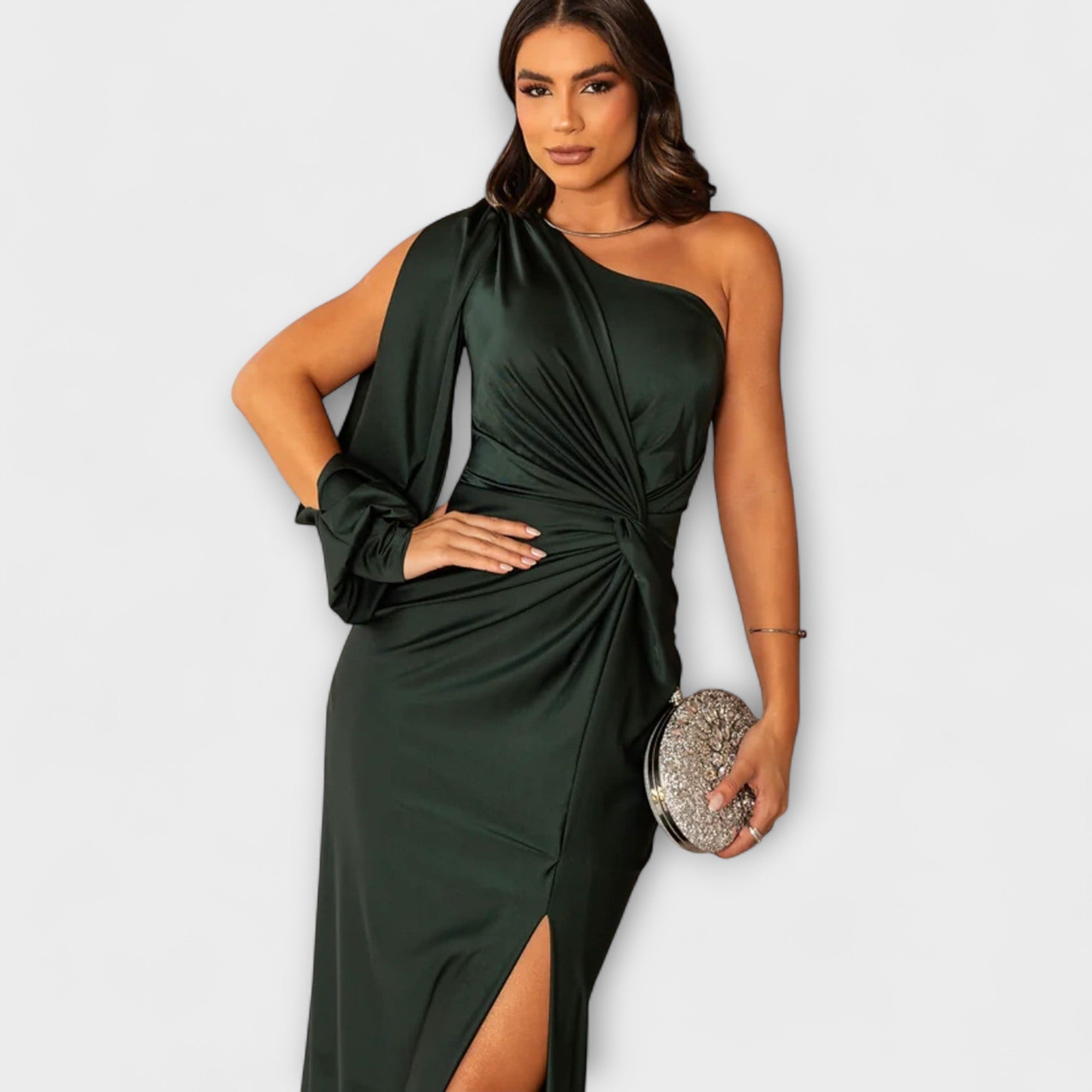 Women's Round Neck Flowing Midi Dress for Special Occasions
