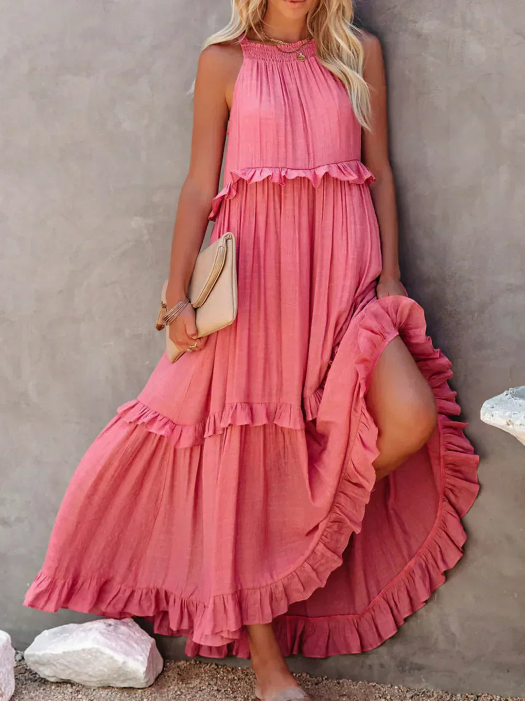 ANETA | Stylish and elegant sleeveless dress with beautiful ruffles