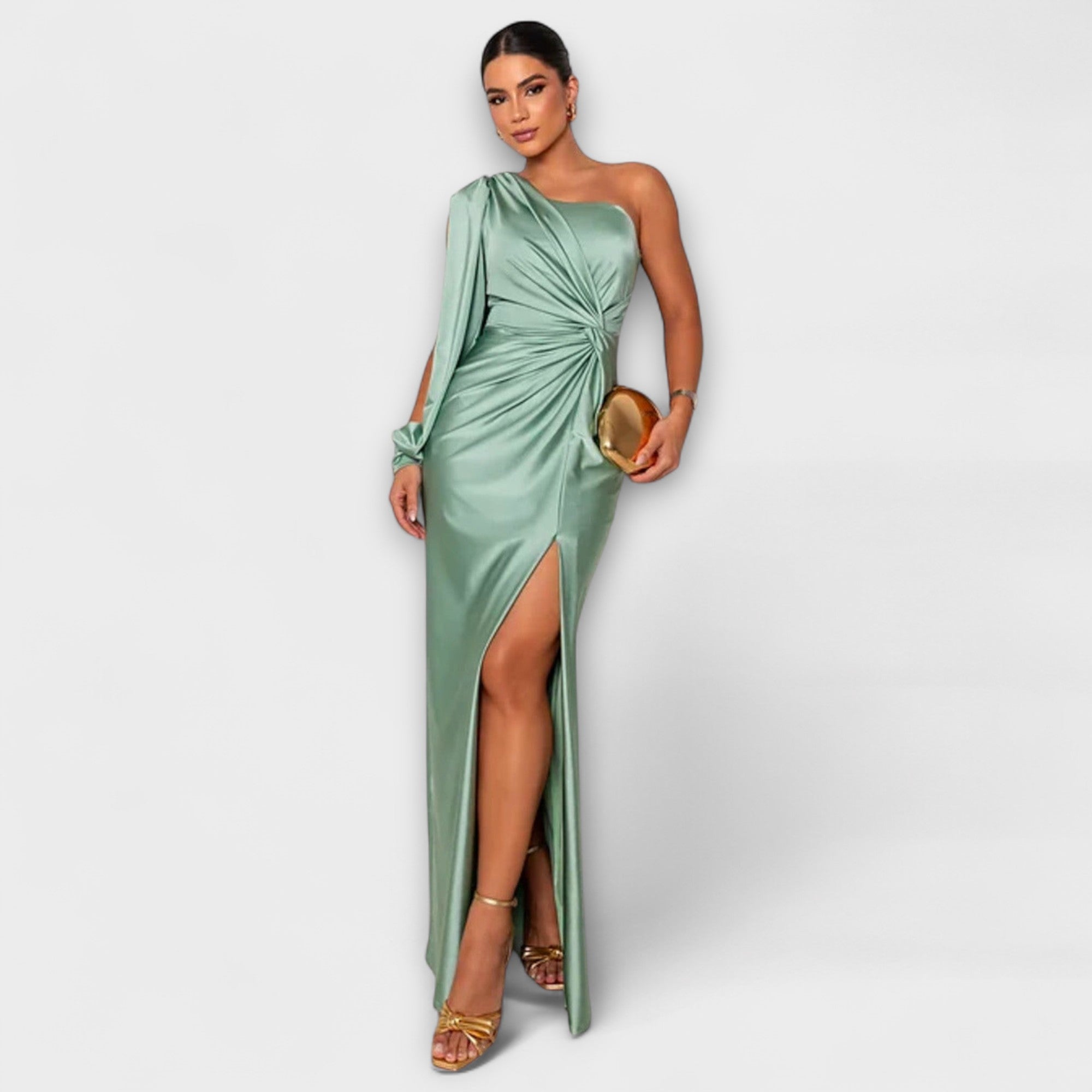 Women's Round Neck Flowing Midi Dress for Special Occasions