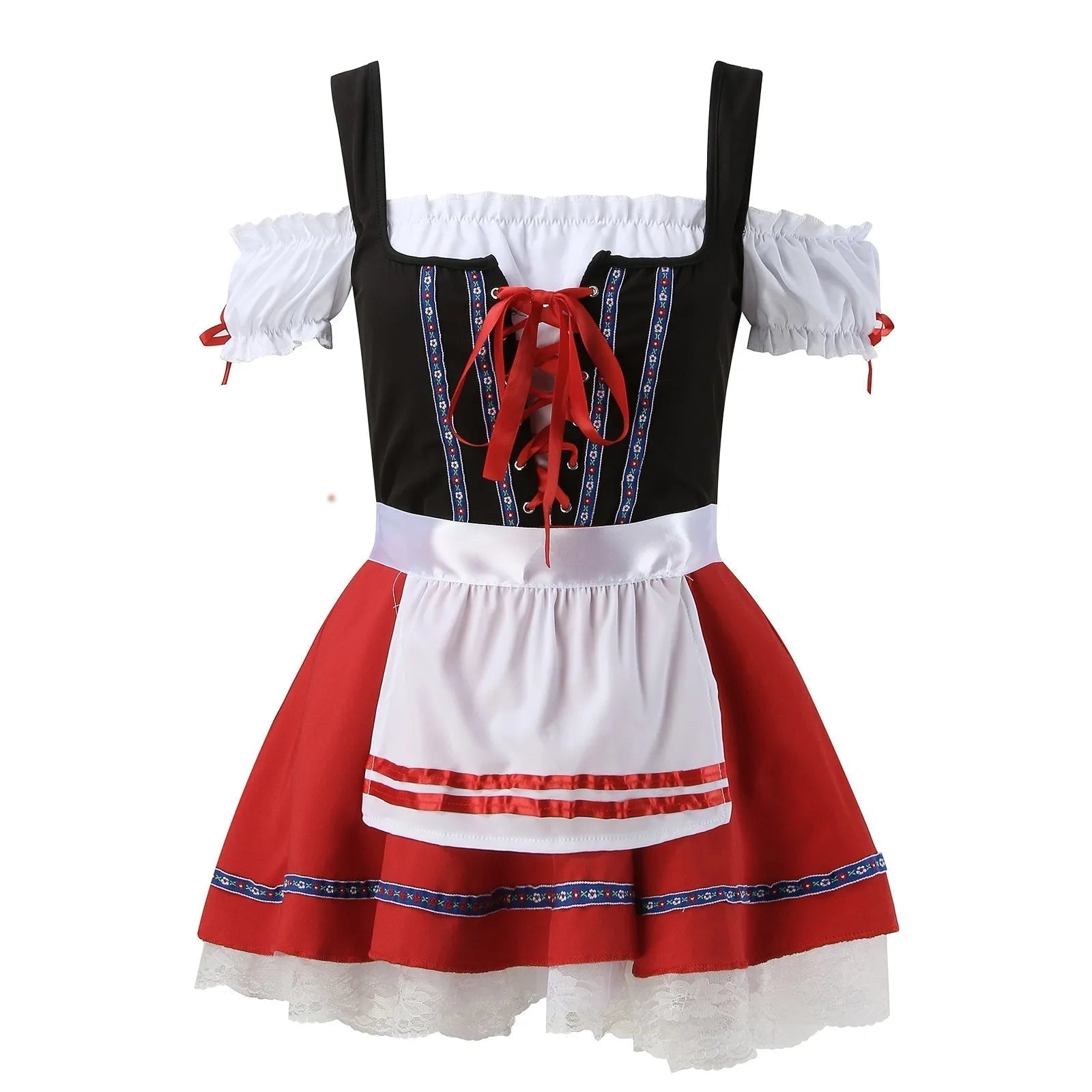Stylish Women's Summer Dirndl with Elegant Apron, Charming Stitches, and Flattering Fit