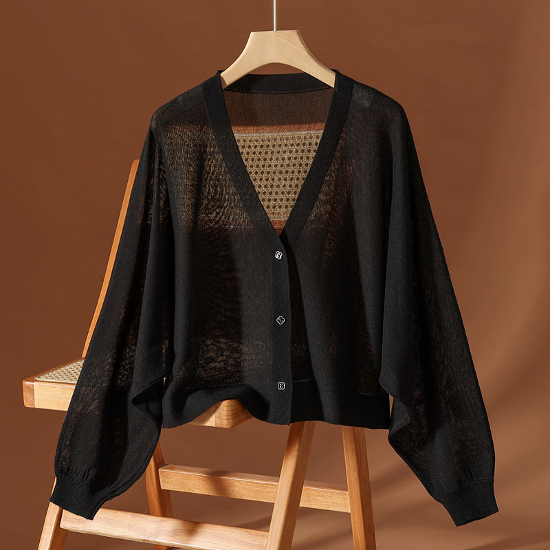 Women's Silk Blend Button-Up Shirt with Flowy Draped Design