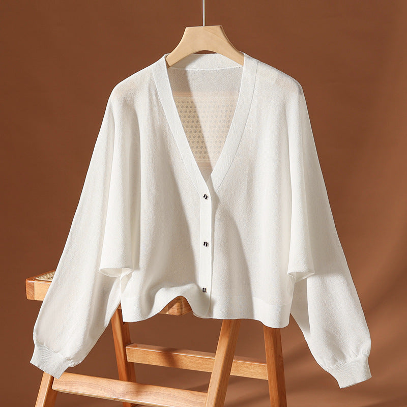Women's Silk Blend Button-Up Shirt with Flowy Draped Design