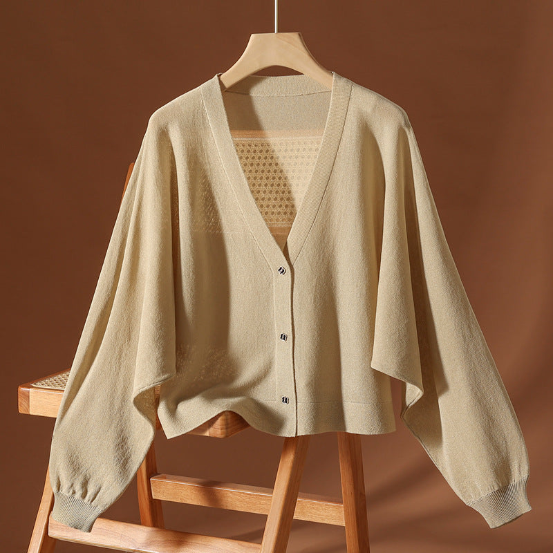 Women's Silk Blend Button-Up Shirt with Flowy Draped Design