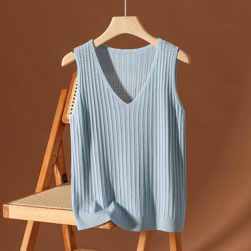 Women Sleeveless Top Silk Blend Lightweight Flowy Drape