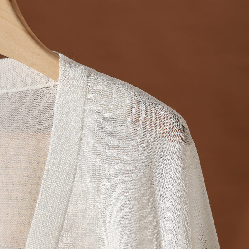 Women's Silk Blend Button-Up Shirt with Flowy Draped Design