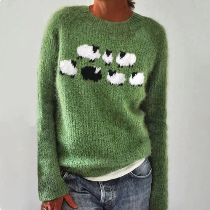 Lina™ – Elegant and Stylish Sheepskin-Themed Sweater for Sweet Elegance