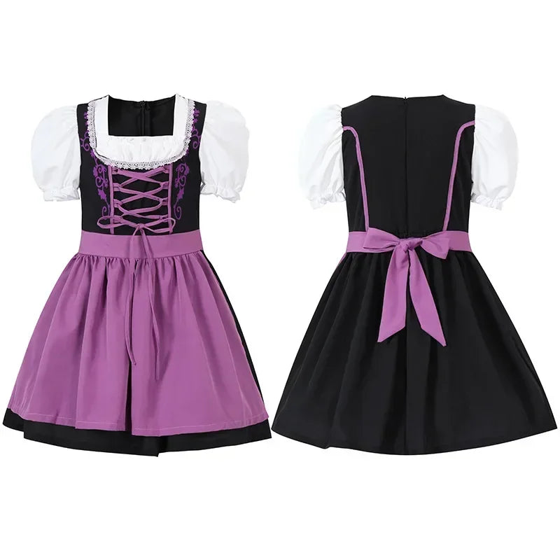 Elegant Girl's Dirndl Dress with Apron in Charming Traditional Design