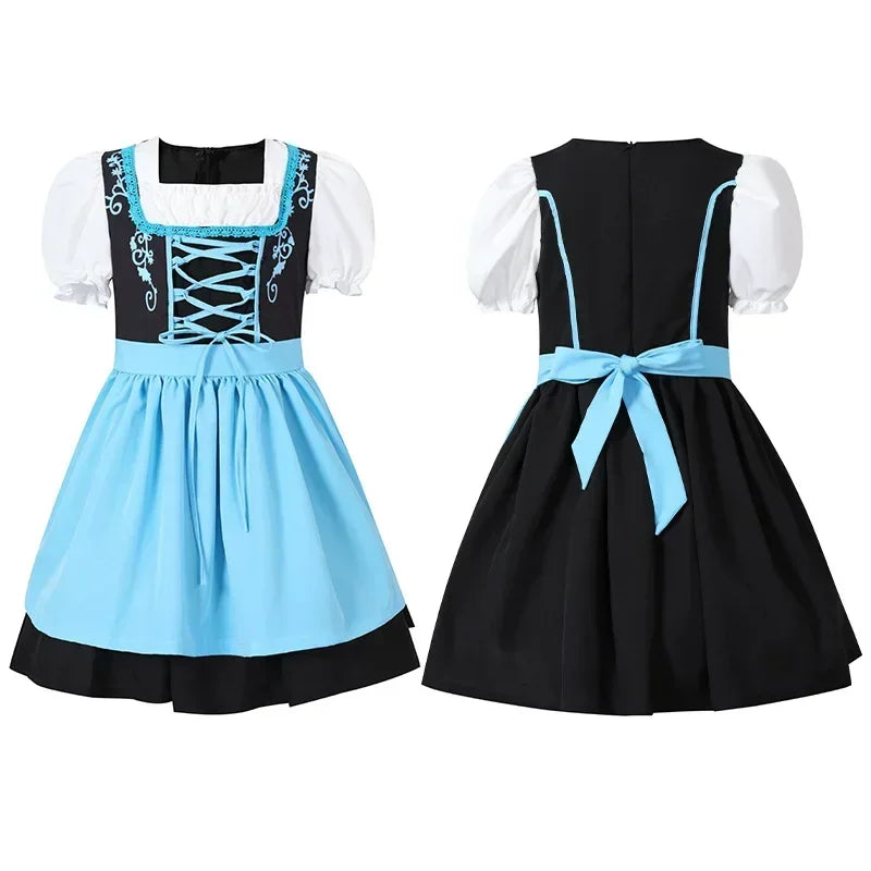 Elegant Girl's Dirndl Dress with Apron in Charming Traditional Design