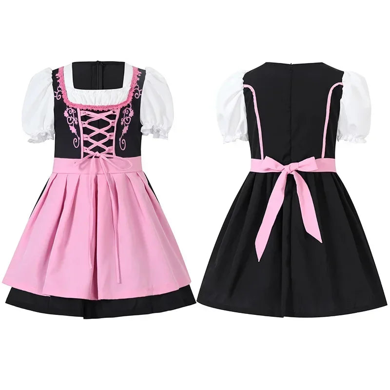 Elegant Girl's Dirndl Dress with Apron in Charming Traditional Design