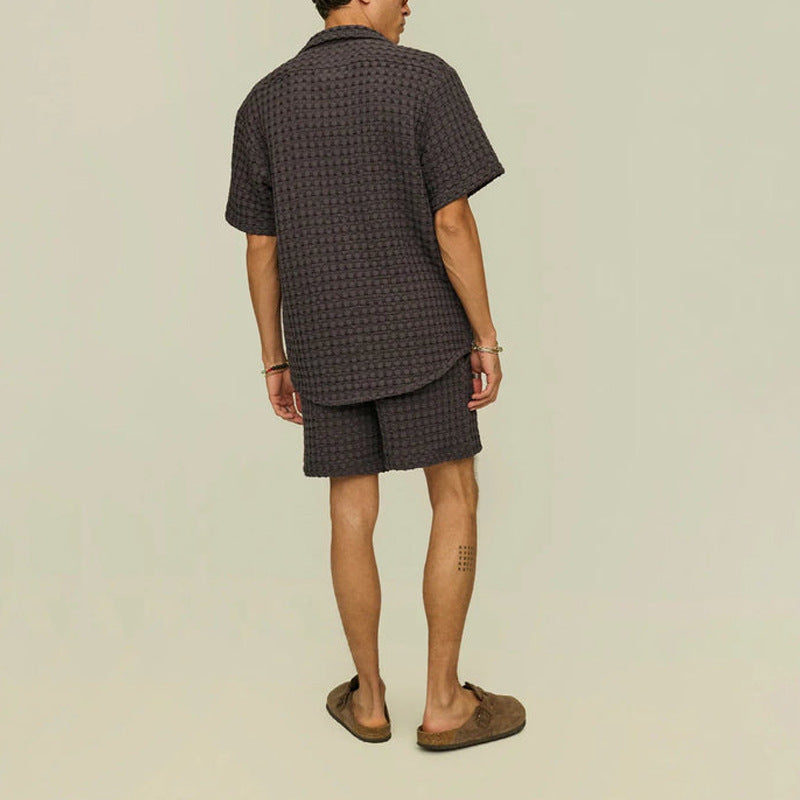 Men's Summer Button-Up Shirt and Shorts Set