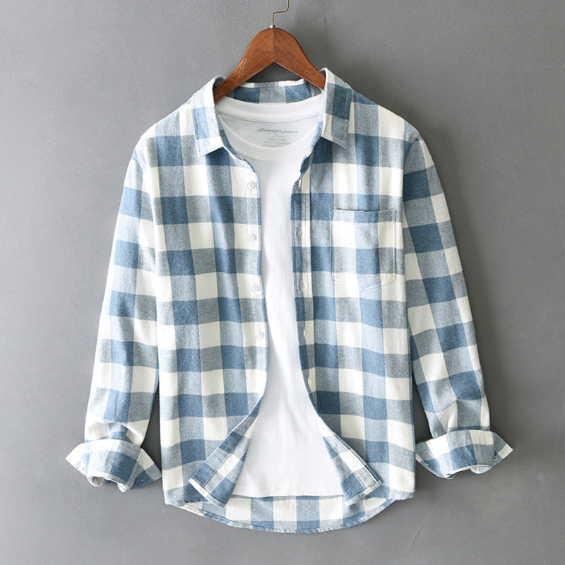 Men's Plaid Long Sleeve Shirt with Tailored Fit
