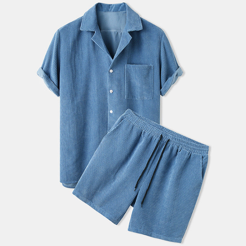 Men's Summer Polo Shirt and Drawstring Shorts Set