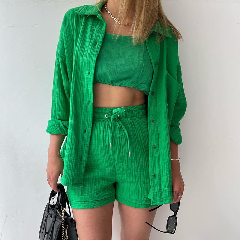 Women's Summer Shirt and Shorts Set in Vibrant Ultra-Soft Fabric