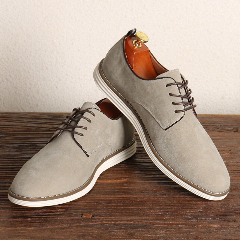 Men Suede Shoes Genuine Leather Tailored Fit Durable Stitching