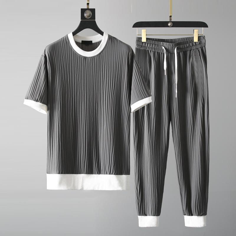 Men Pleated Trousers Lightweight Breathable Fabric Sharp Crisp Finish