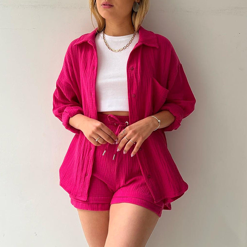 Women's Summer Shirt and Shorts Set in Vibrant Ultra-Soft Fabric