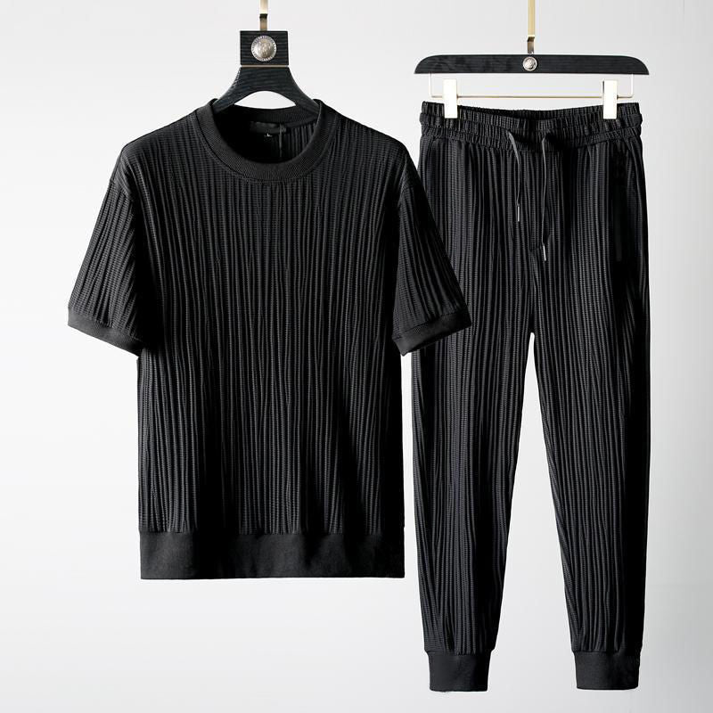 Men Pleated Trousers Lightweight Breathable Fabric Sharp Crisp Finish