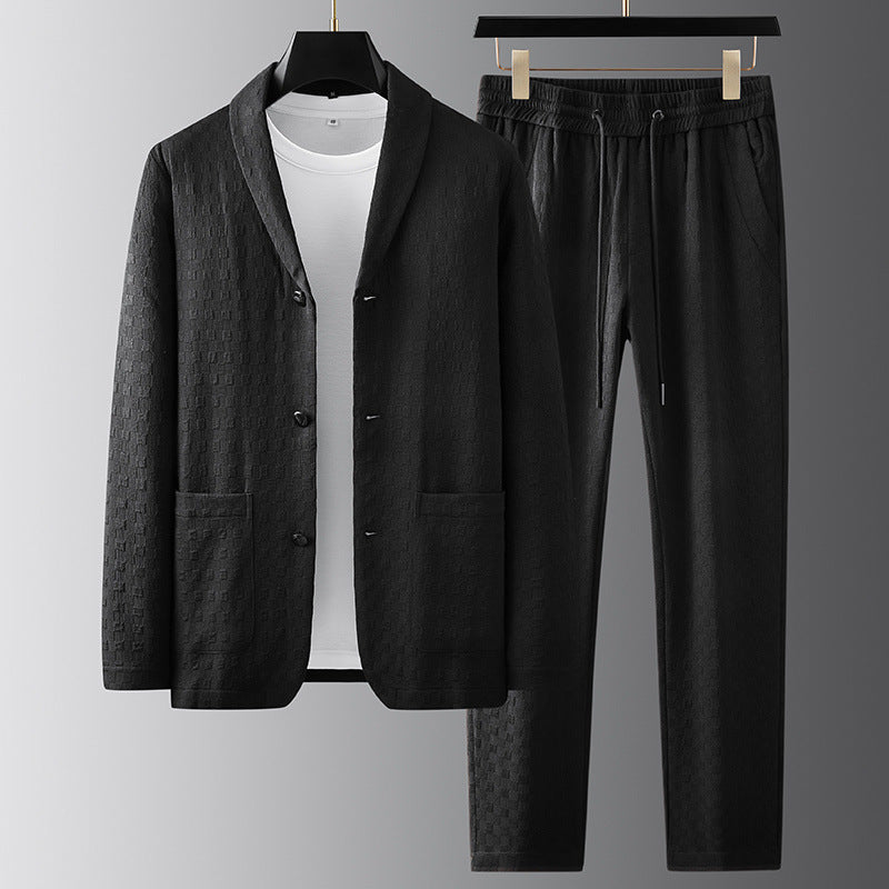 Men's Summer Linen Suit Set with Button-Up Shirt and Trousers