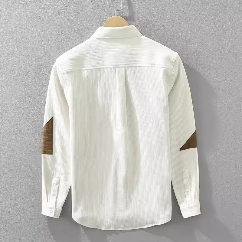 Men's Corduroy Shirt with Abstract Pattern and Relaxed Fit