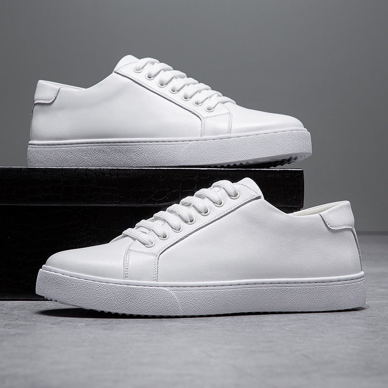 Men's Leather Sneakers with Cushioned Insole and Stain-Resistant Finish