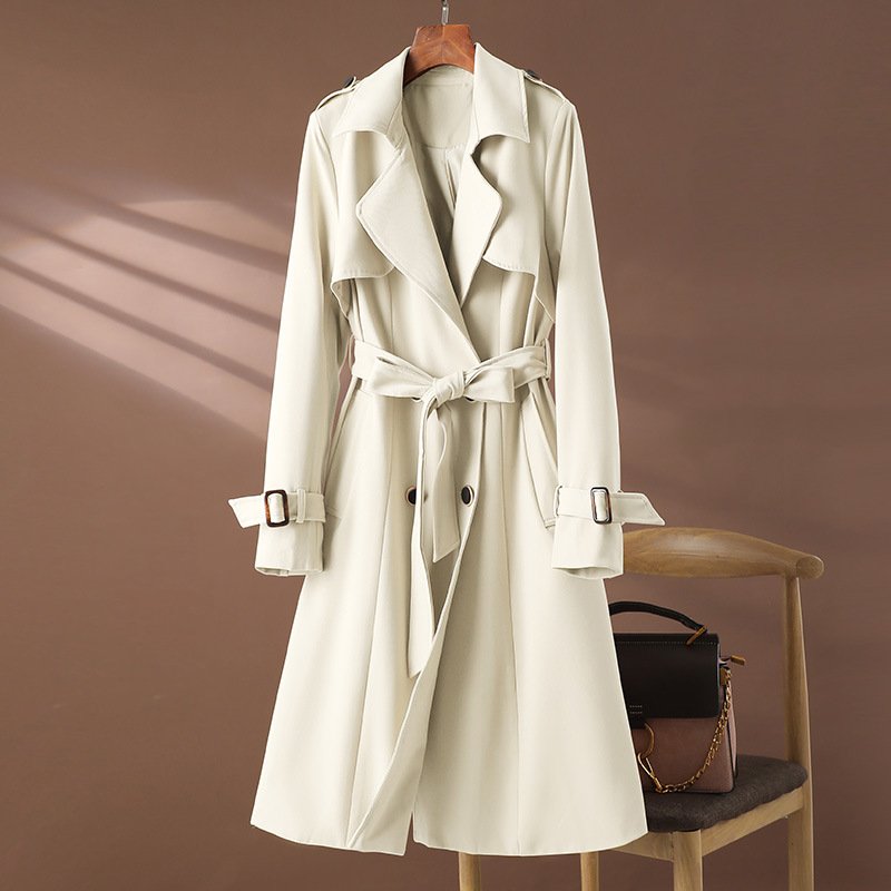 Women's Winter Trench Coat with Adjustable Belt and Long Drape