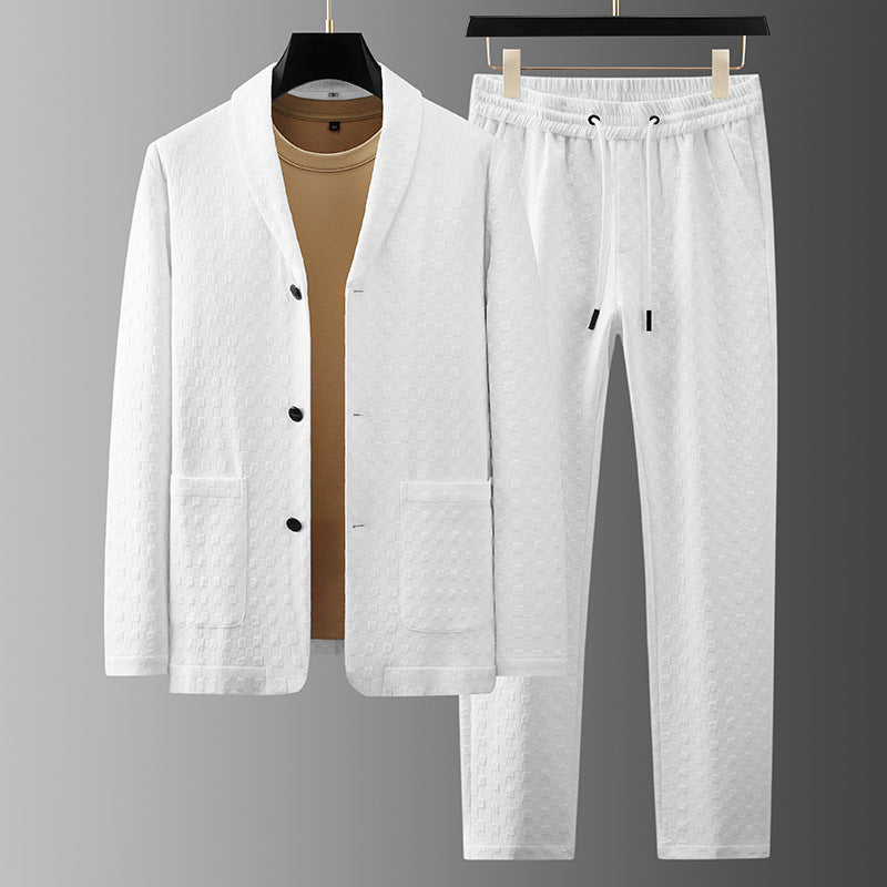 Men's Summer Linen Suit Set with Button-Up Shirt and Trousers