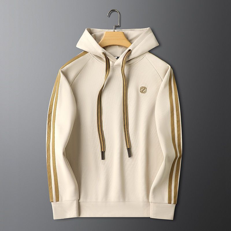 Men's Tracksuit with Gold Stripes and Adjustable Drawstring Fit