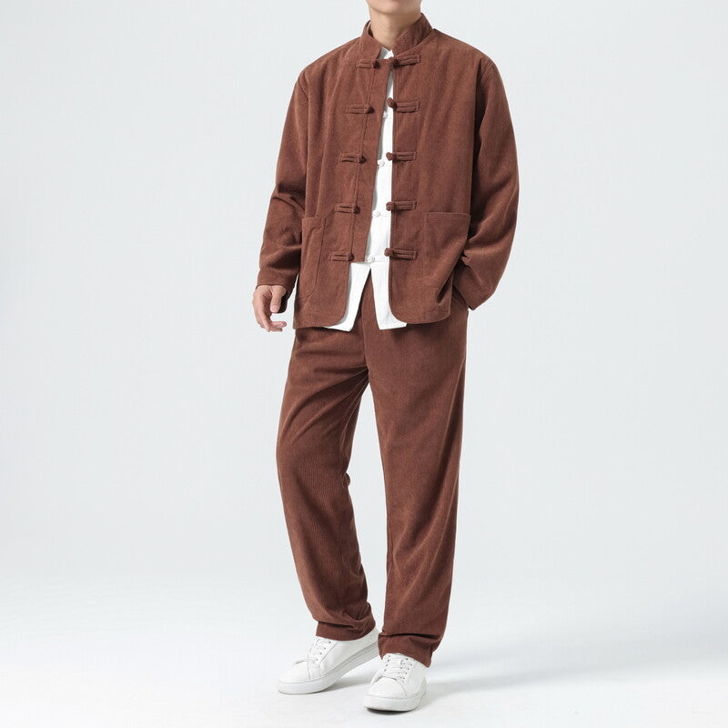 Men's Corduroy Toggle Button Shirt and Relaxed Fit Pant Set