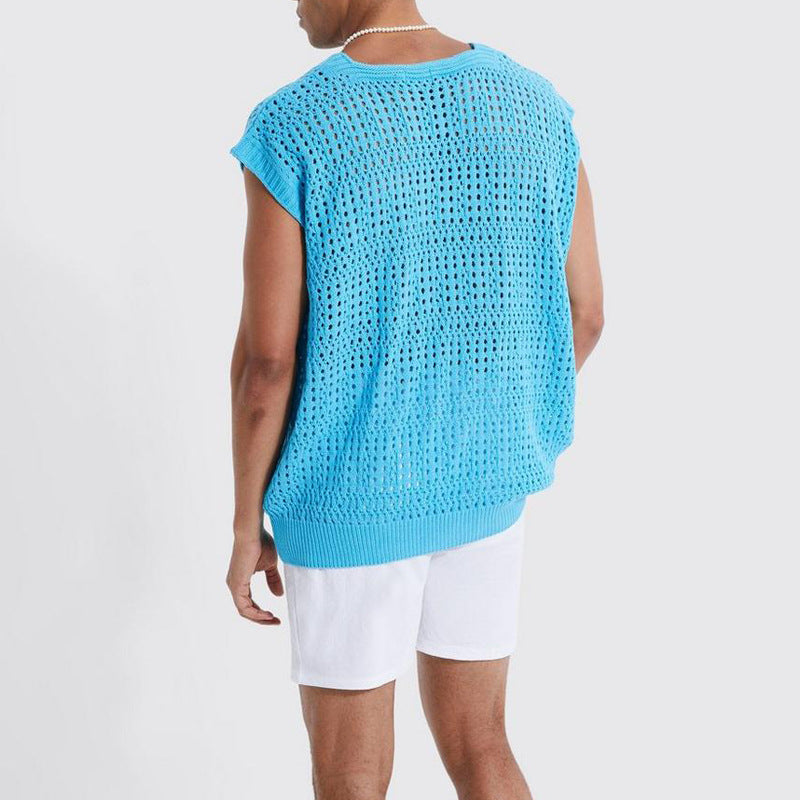 Men’s Knitted Shirt Open-Weave Breathable Relaxed Fit