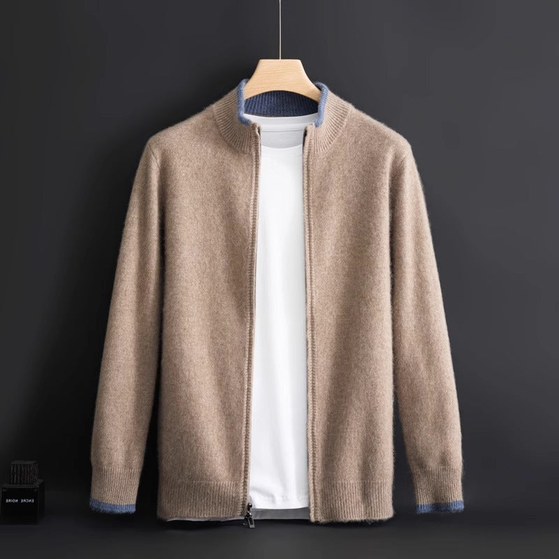 Men's Zip-Front Cashmere Sweater