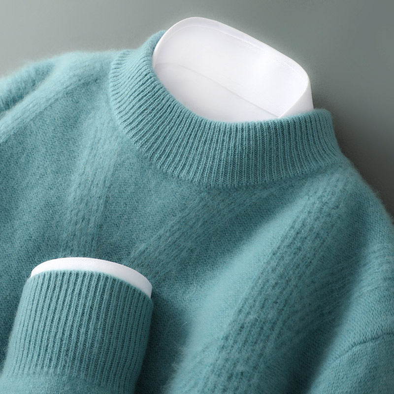 Men's Textured Knit Cashmere Sweater with Tapered Cuffs